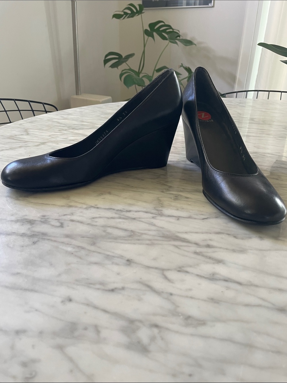 Stuart  Weitzman Black Wedge Pumps - Women’s Leather Office Heels